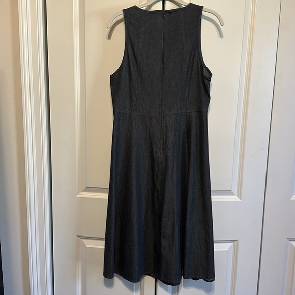 London Times Gray Sleeveless A-Line Midi Dress Career Casual US 10 - Picture 3 of 13
